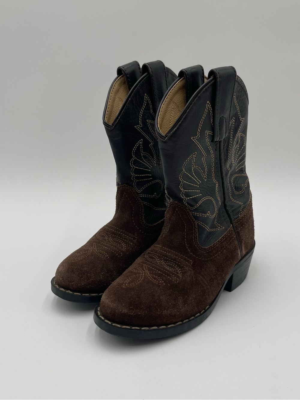 Masterson Boot Co Kids Cowboy Boots Size 9 Brown Suede Leather Western Pull On